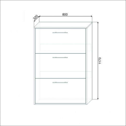 Тумба для обуви 117х80х32 см KOD- ОП-3 (белый фасад)