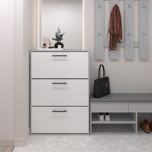 Тумба для обуви 117х80х32 см KOD- ОП-3 (белый фасад)