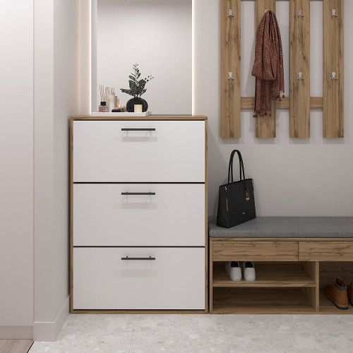 Тумба для обуви 117х80х32 см KOD- ОП-3 (белый фасад)