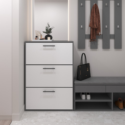 Тумба для обуви 117х80х32 см KOD- ОП-3 (белый фасад)