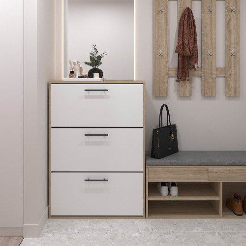 Тумба для обуви 117х80х32 см KOD- ОП-3 (белый фасад)