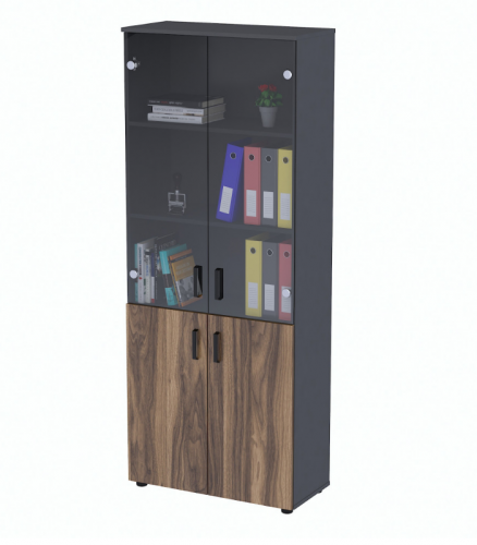 Стелаж со скляними двірцятами LFT- Open Office NT5-80-2MD-2SK