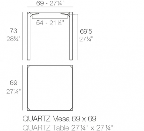 Комплект TERR- VONDOM Quartz: стол 69х69 см + 2 кресла
