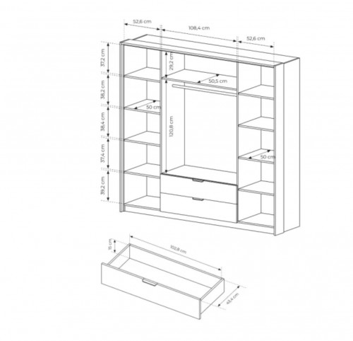Шкаф для одежды Perfect Home Милтон / Milton 4-дверный с зеркалом 4D2S/220 Каштан/антрацит