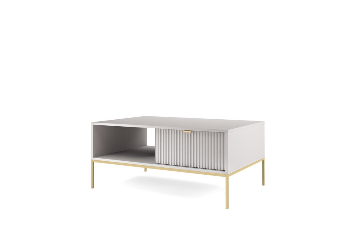 Стол журнальный Perfect Home Nova с 2 ящиками и золотыми ножками L104 Серый