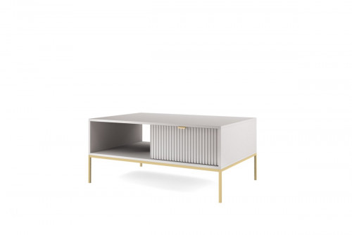 Стол журнальный Perfect Home Nova с 2 ящиками и золотыми ножками L104 Серый