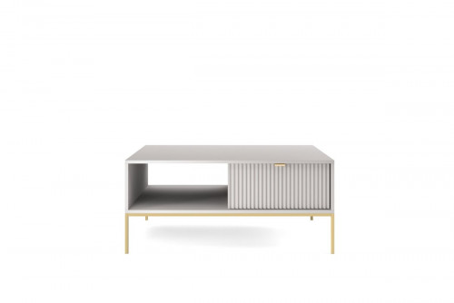 Стол журнальный Perfect Home Nova с 2 ящиками и золотыми ножками L104 Серый