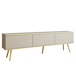 Тумба под ТВ Perfect Home Оро / Oro RTV175 MDF 3-дверная с золотыми ножками Бежевый
