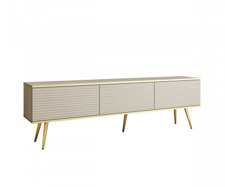 Тумба под ТВ Perfect Home Оро / Oro RTV175 MDF 3-дверная с золотыми ножками Бежевый