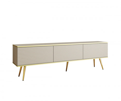 Тумба под ТВ Perfect Home Оро / Oro RTV175 MDF 3-дверная с золотыми ножками Бежевый