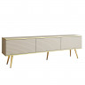 Тумба под ТВ Perfect Home Оро / Oro RTV175 MDF 3-дверная с золотыми ножками Бежевый