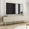 Тумба под ТВ Perfect Home Оро / Oro RTV175 MDF 3-дверная с золотыми ножками Бежевый