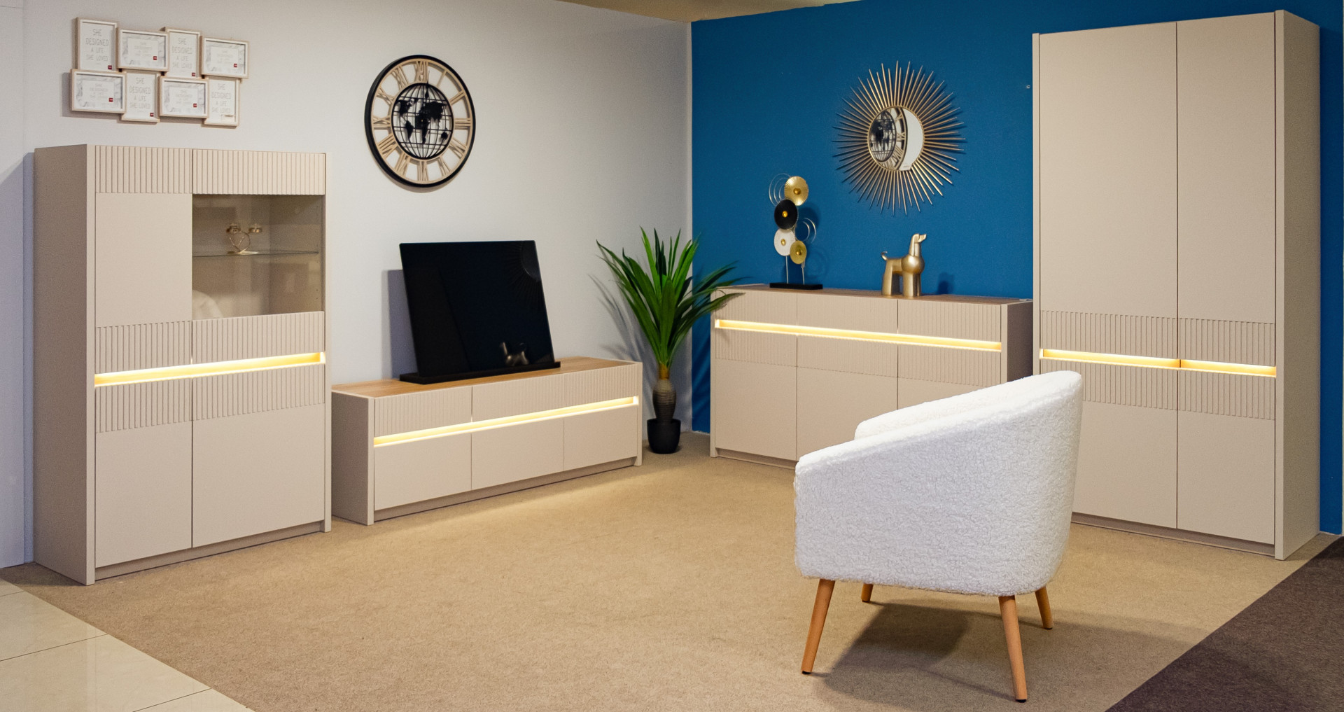 Комплект в гостиную Forte OAK SQUERE OSQT031B из 4-х элементов песочный - дуб маувелла