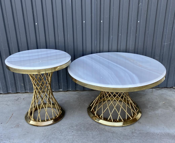 Комплект журнальных столов Elt- T-10 золото + мрамор
