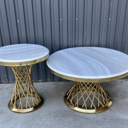 Комплект журнальных столов Elt- T-10 золото + мрамор