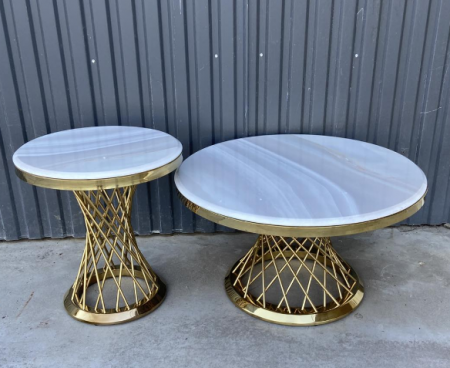 Комплект журнальных столов Elt- T-10 золото + мрамор