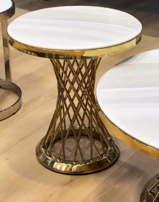Комплект журнальных столов Elt- T-10 золото + мрамор