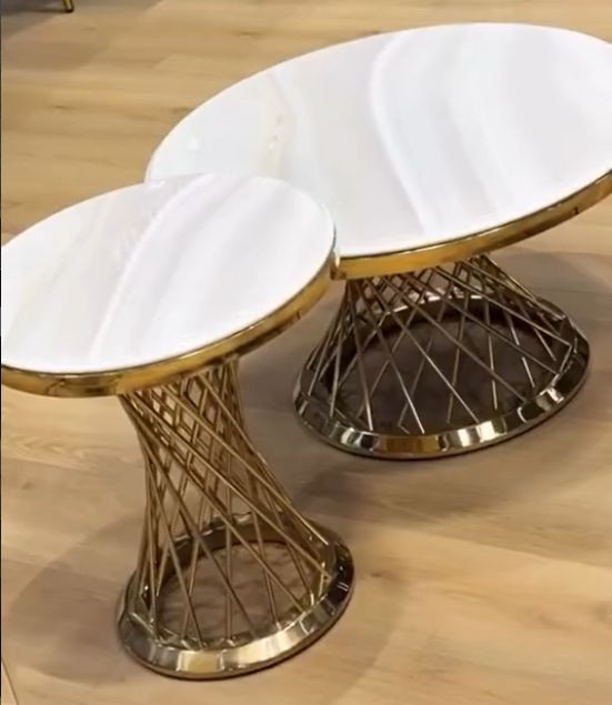 Комплект журнальных столов Elt- T-10 золото + мрамор