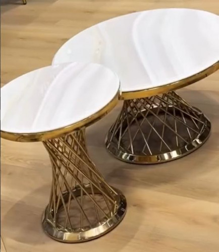 Комплект журнальных столов Elt- T-10 золото + мрамор