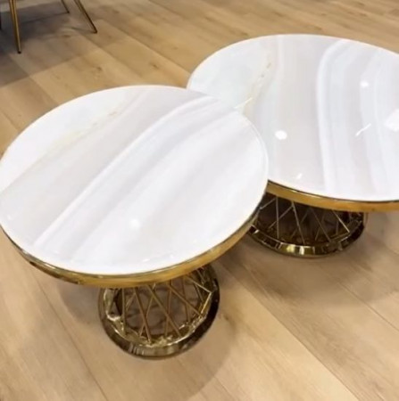 Комплект журнальных столов Elt- T-10 золото + мрамор