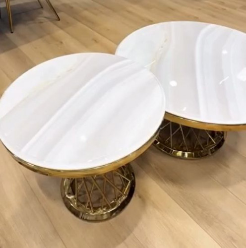 Комплект журнальных столов Elt- T-10 золото + мрамор