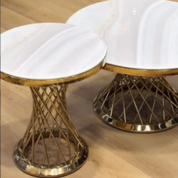 Комплект журнальных столов Elt- T-10 золото + мрамор