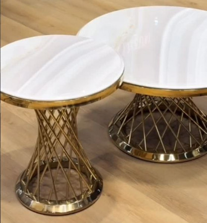 Комплект журнальных столов Elt- T-10 золото + мрамор