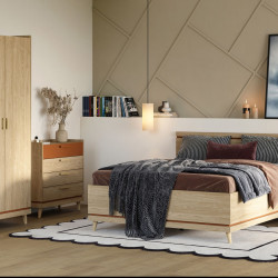 Спальный комплект Helvetia SCANDI (дуб/кирпич)