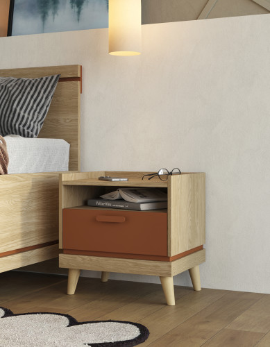 Спальный комплект Helvetia SCANDI (дуб/кирпич)