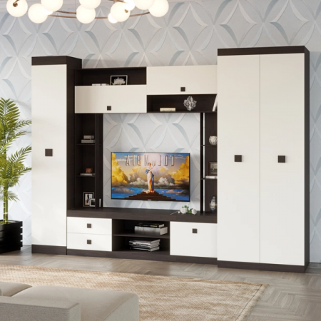 Комплект в гостиную EVR- Соната-3 венге темный + фасад белый