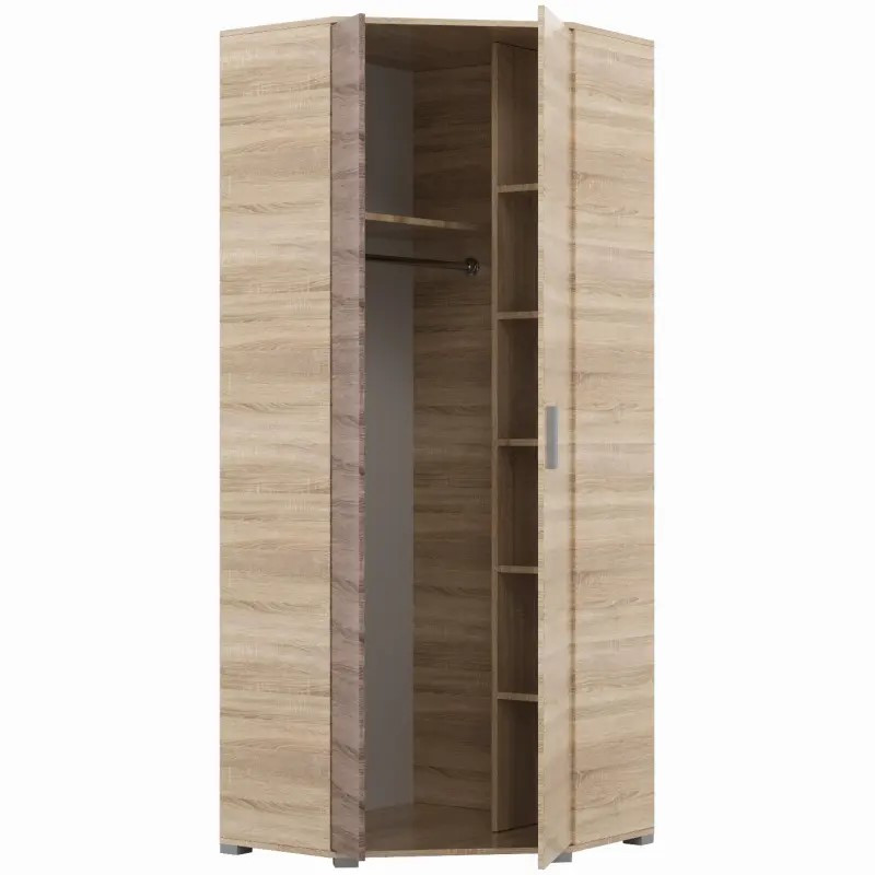 Шкаф угловой на 2 двери EVR- Бриз ШКУ-14 дуб Сонома + фасад трюфель