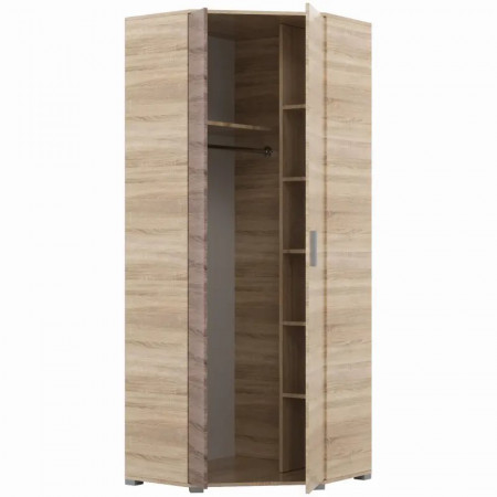 Шкаф угловой на 2 двери EVR- Бриз ШКУ-14 дуб Сонома + фасад трюфель