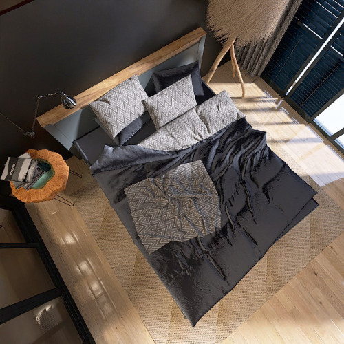 Кровать двуспальная EVR- Нордик-1600 (основа ламель) дуб крафт золотой + графит