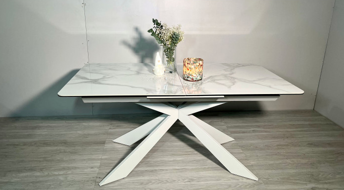 Стол обеденный модерн super premium ceramic  Evro- Oregon Bently White Gloss