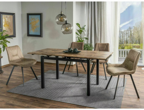 Комплект обеденный SIGNAL: стол раздвижной GD-017(винтажный орех) + 4 стула Link(беж)