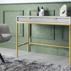 Стол туалетный Perfect Home Nova с 2 ящиками и золотыми ножками T104 Серый