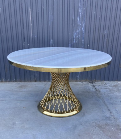 Стол модерн с золотыми элементами Elt- D-21 золото + мрамор
