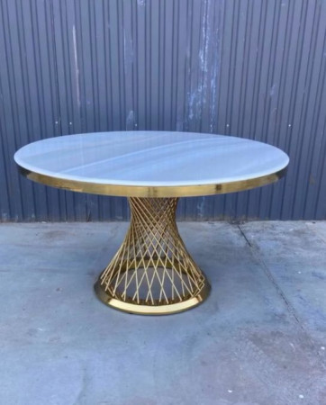 Стол модерн с золотыми элементами Elt- D-21 золото + мрамор