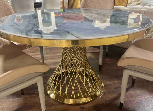 Стол модерн с золотыми элементами Elt- D-21 золото + мрамор