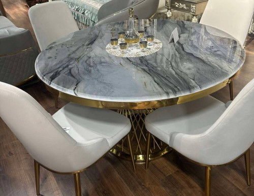 Стол модерн с золотыми элементами Elt- D-21 золото + мрамор