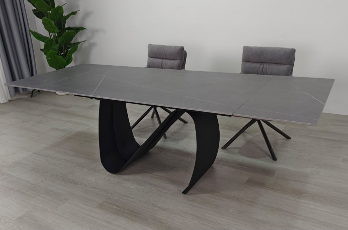 Стол раскладной INI- JULIAN CERAMIC 160(240)*90 серый мат/ черный  