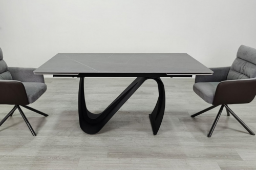 Стол раскладной INI- JULIAN CERAMIC 160(240)*90 серый мат/ черный  