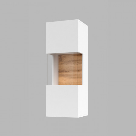 Витрина настенная на 1 дверь в гостиную Helvetia AVA 249NLM07 (белый-дуб вотан/белый)