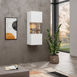 Витрина настенная на 1 дверь в гостиную Helvetia AVA 249NLM07 (белый-дуб вотан/белый)