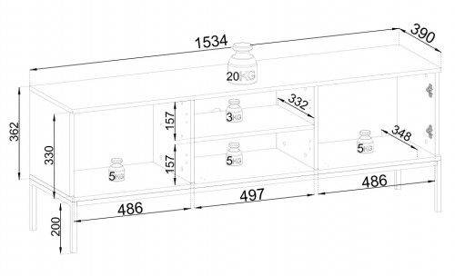 Тумба под телевизор с подсветкой Perfect home Sento RTV154 (черный/дуб вотан)