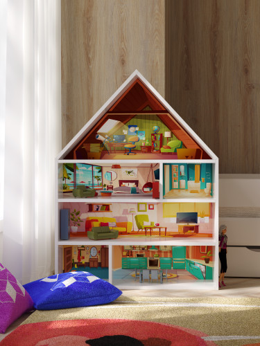 Детский домик VRN- стеллаж для игрушек 
