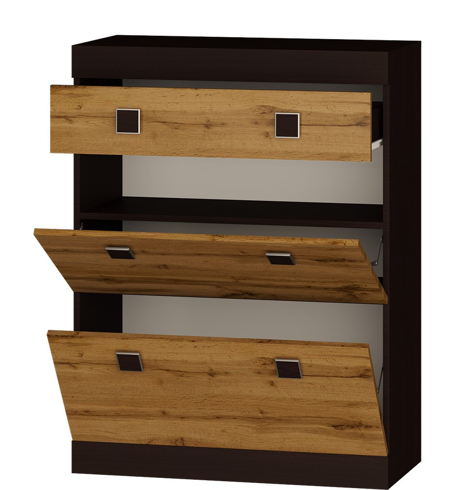 Тумба для обуви в прихожую EVR- Соната ТО-800 венге + фасад крафт золотой