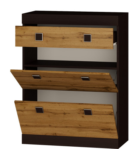 Тумба для обуви в прихожую EVR- Соната ТО-800 венге + фасад крафт золотой