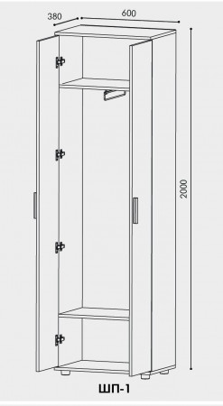 Шкаф распашной на 2 двери EVR- ШП-1 венге + фасад дуб молочный