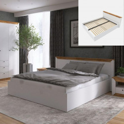 Кровать двуспальная EVR- Нордик-1600 (основа ламель) дуб крафт золотой + белый